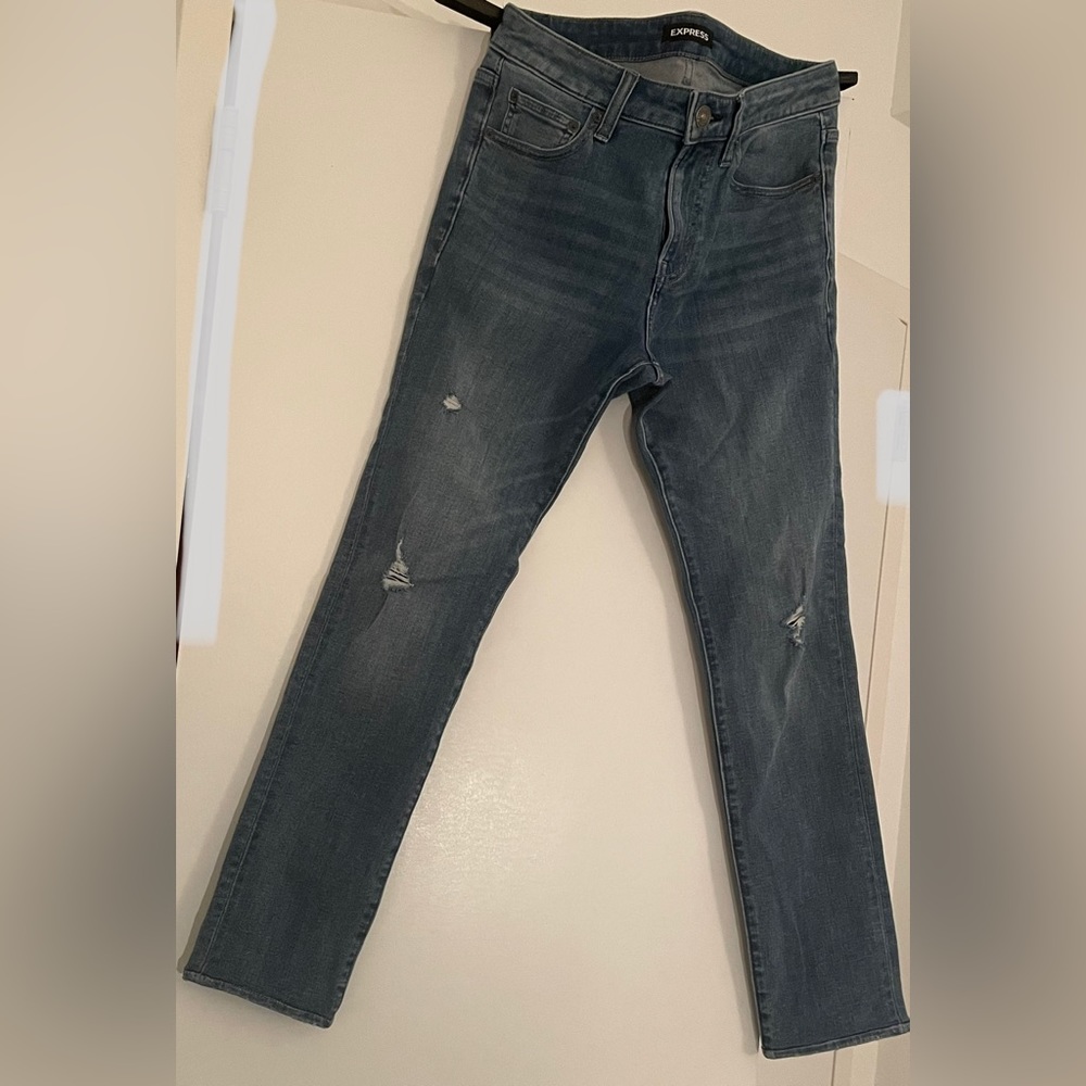 Express Men’s Hyper Stretch Straight Fit Denim Blue Jeans 28 x 30